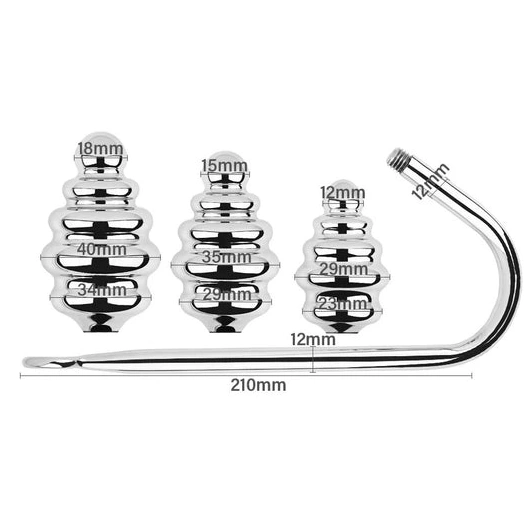 Anal Hooks GreatBenefit Screw-in Set Ribbed Anal 8826 Hook 0129